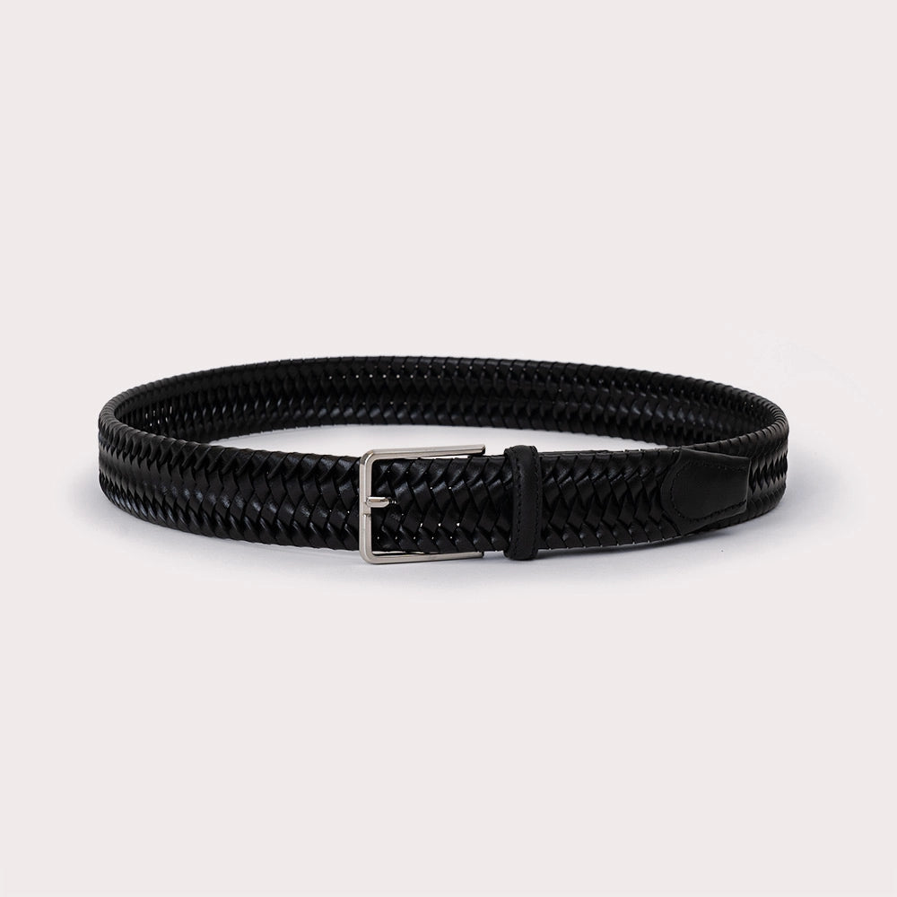 Laghi Braided leather Belt - Black - Hugo Sthlm