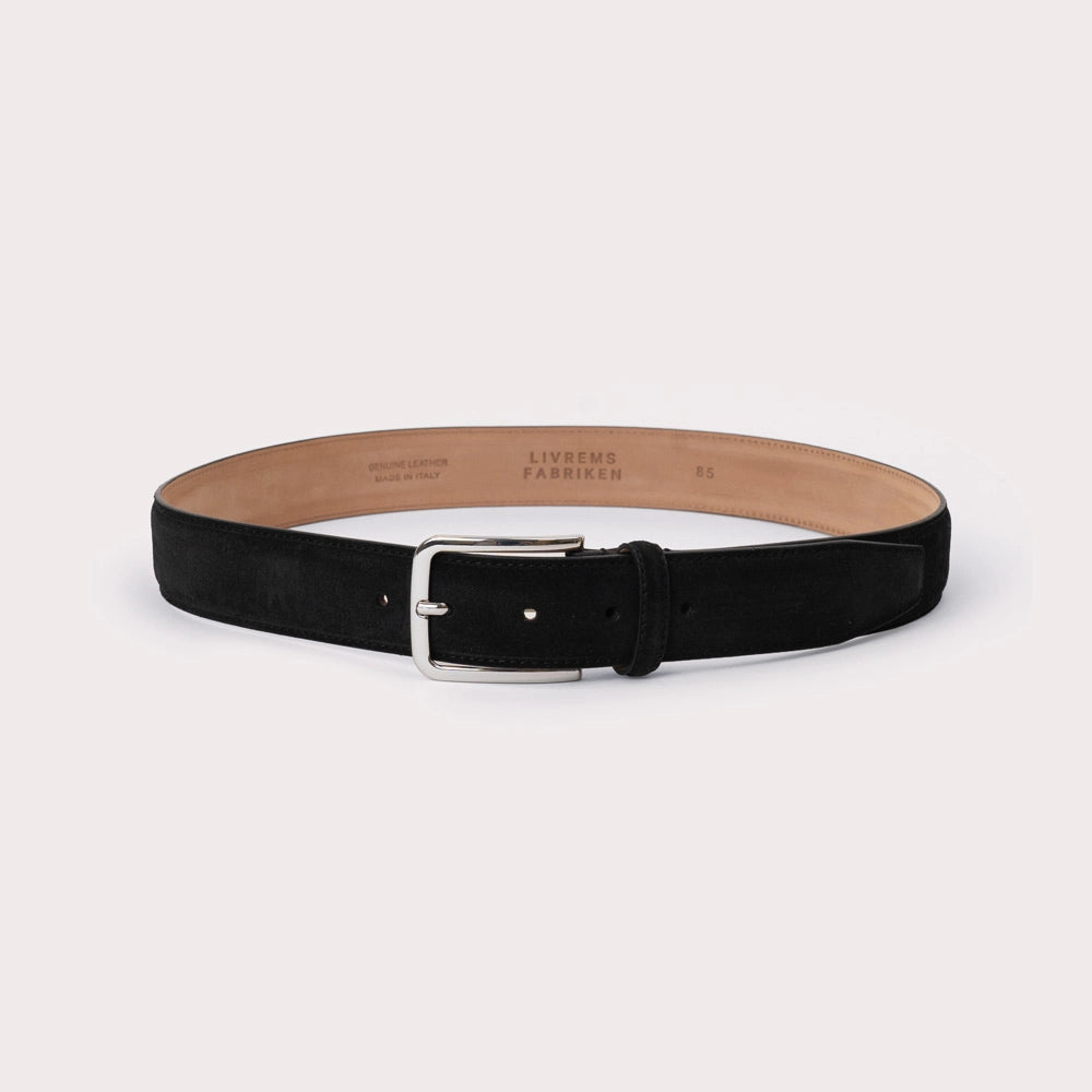 Longarone Suede Leather Belt - Black - Hugo Sthlm