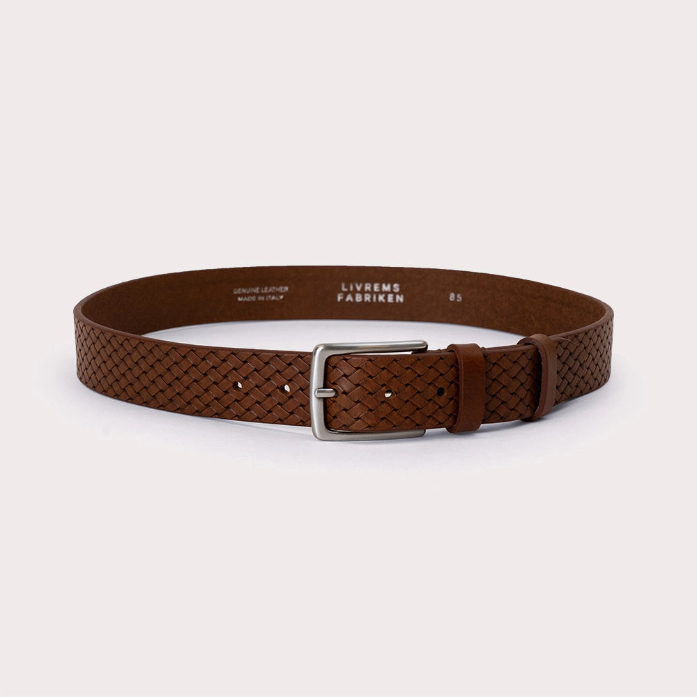 Lonigo Braided Solid Leather Belt - Brown - Hugo Sthlm