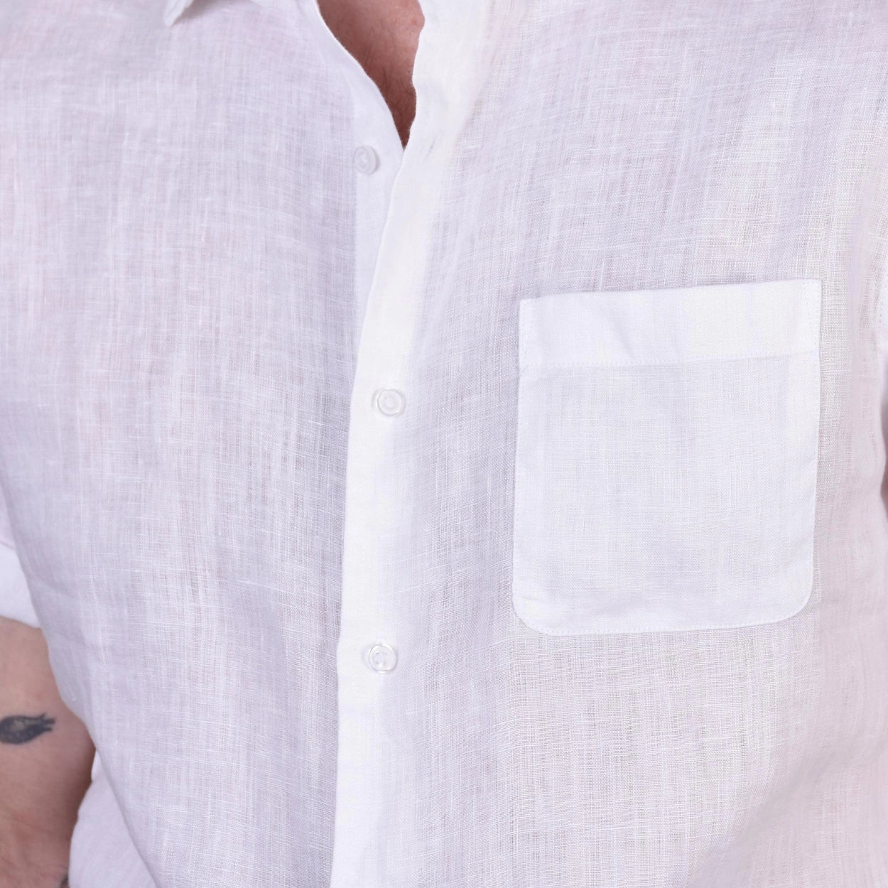 Short Sleeve Linnen Shirt - White - Hugo Sthlm