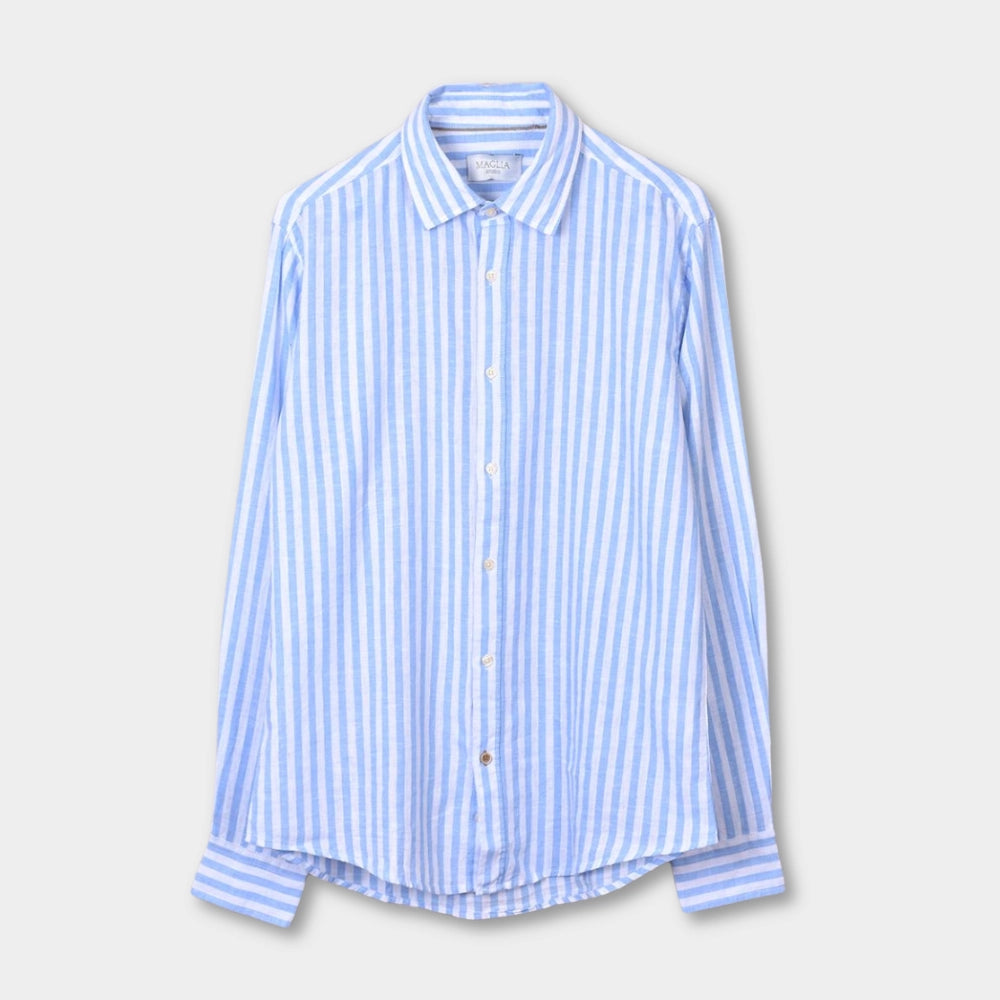 Shirt Striped Cotton/Linen - Light Blue - Hugo Sthlm