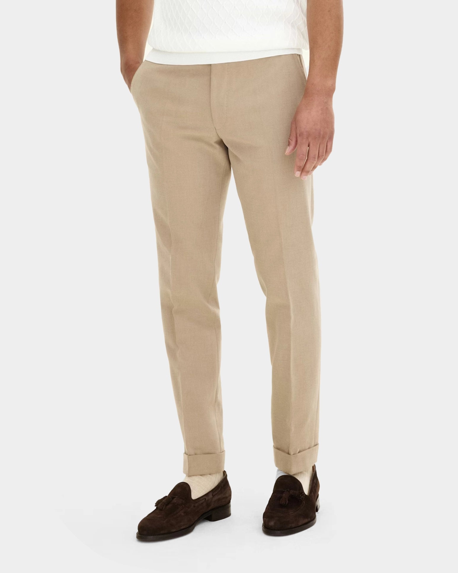 Denz Turn Up Trousers - Beige - Hugo Sthlm