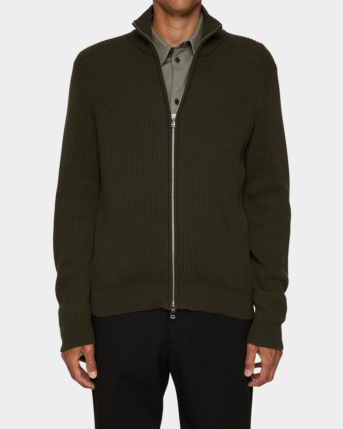 Alexis Full Zip Cardigan - Forest Green - Hugo Sthlm