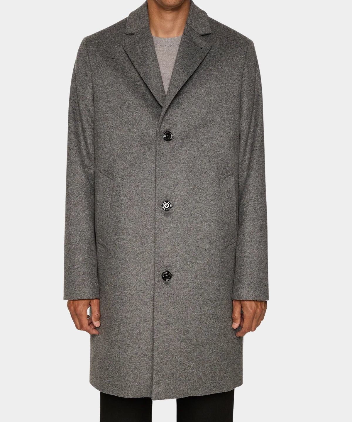 August Melton Cashmere Coat - Dark Grey Melange - Hugo Sthlm