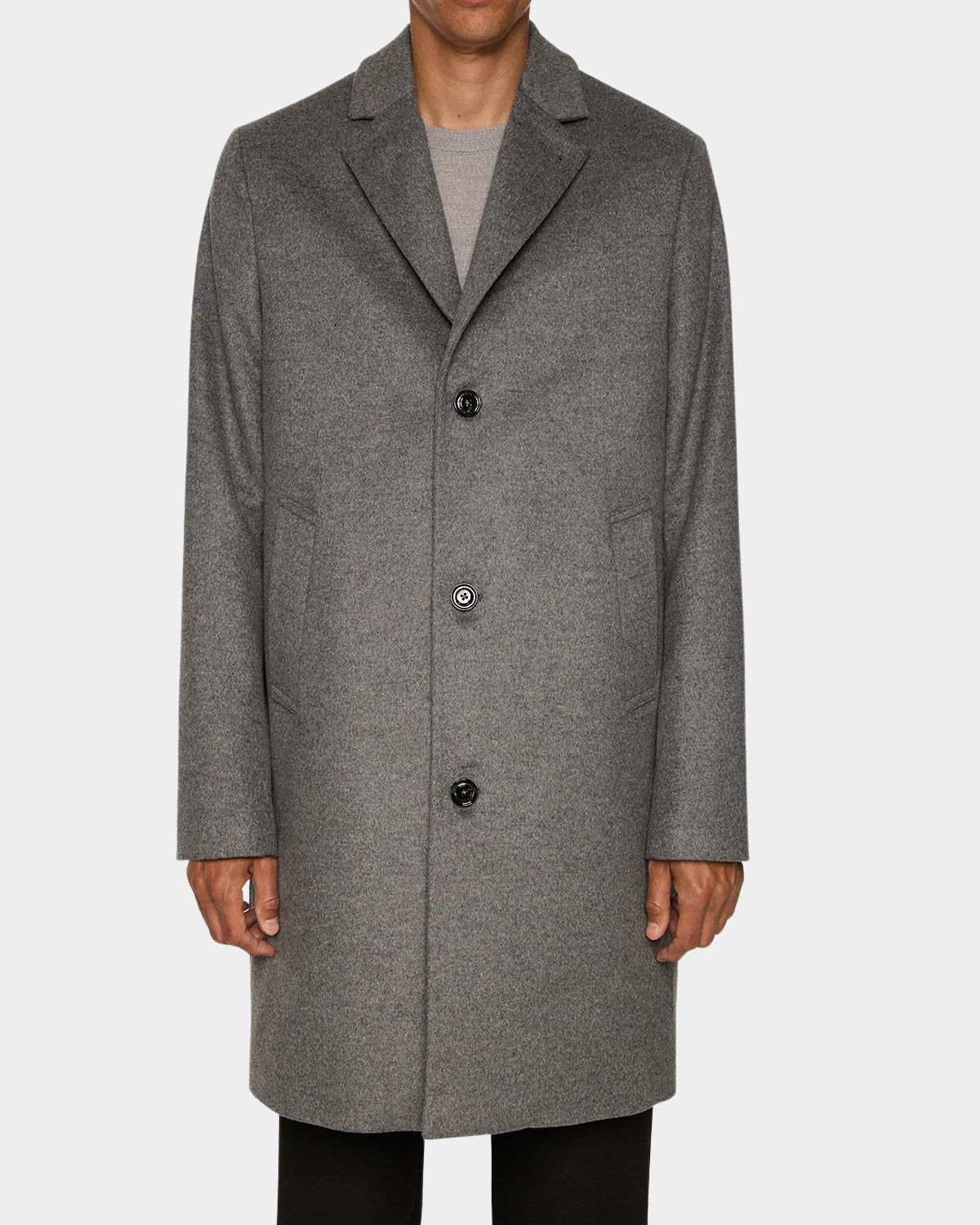 August Melton Cashmere Coat - Dark Grey Melange - Hugo Sthlm