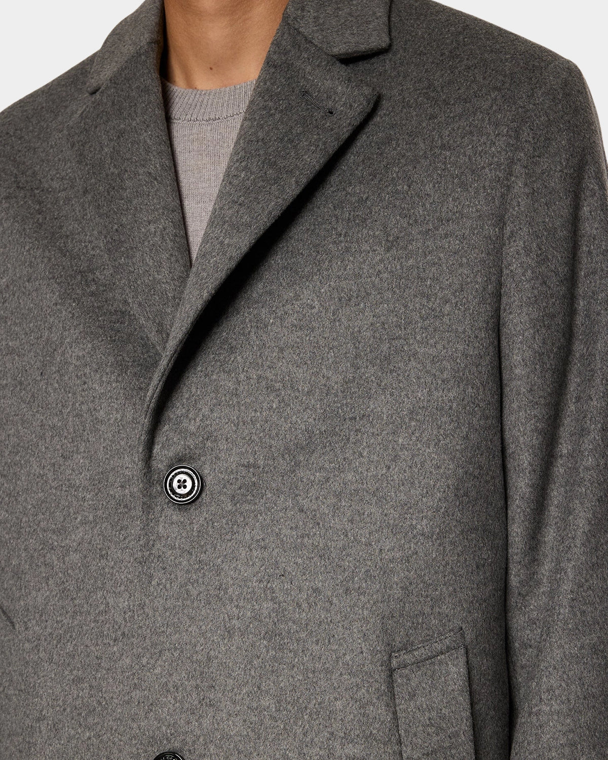 August Melton Cashmere Coat - Dark Grey Melange - Hugo Sthlm