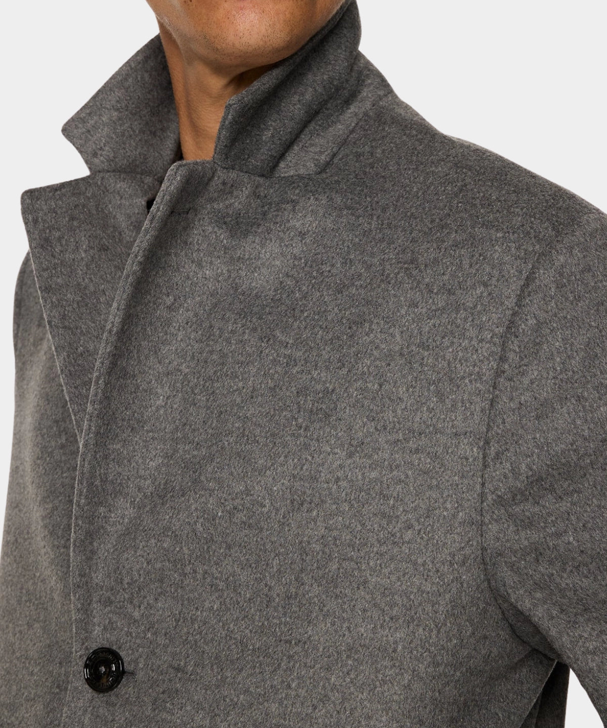 August Melton Cashmere Coat - Dark Grey Melange - Hugo Sthlm