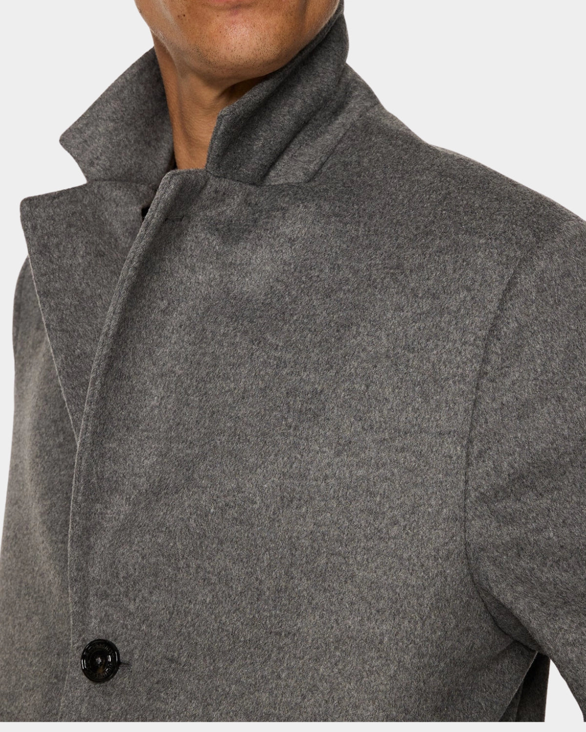 August Melton Cashmere Coat - Dark Grey Melange - Hugo Sthlm