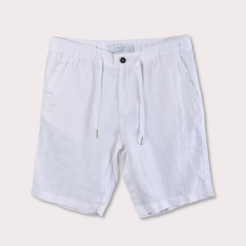 Bermuda Linen Shorts - White - Hugo Sthlm