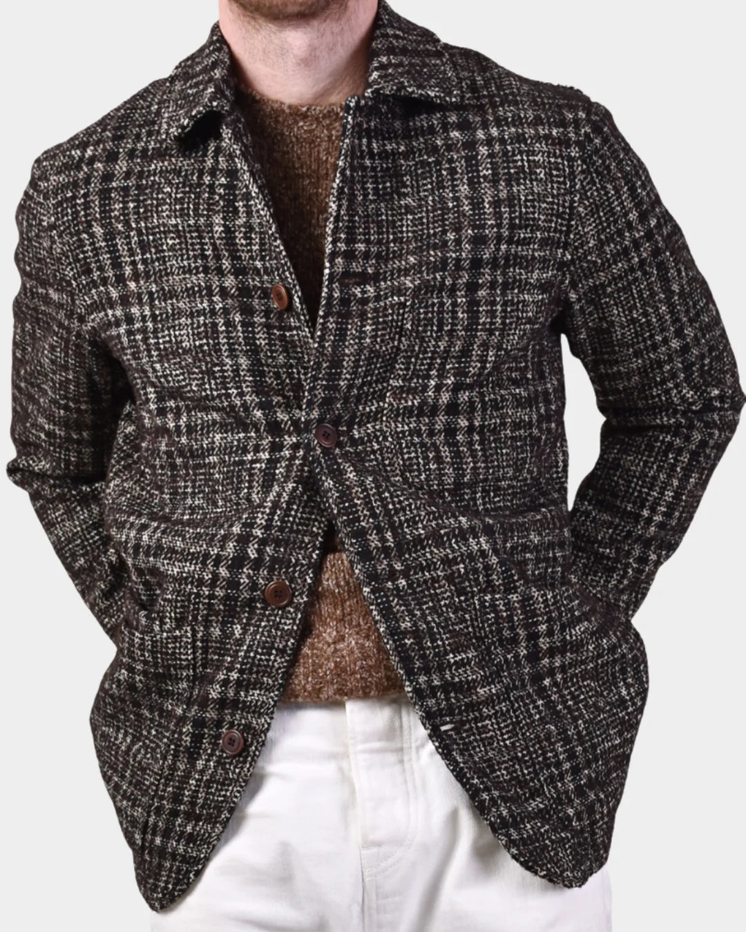 BREWER JACKET WOOL PLAID BROWN - Brown - Hugo Sthlm