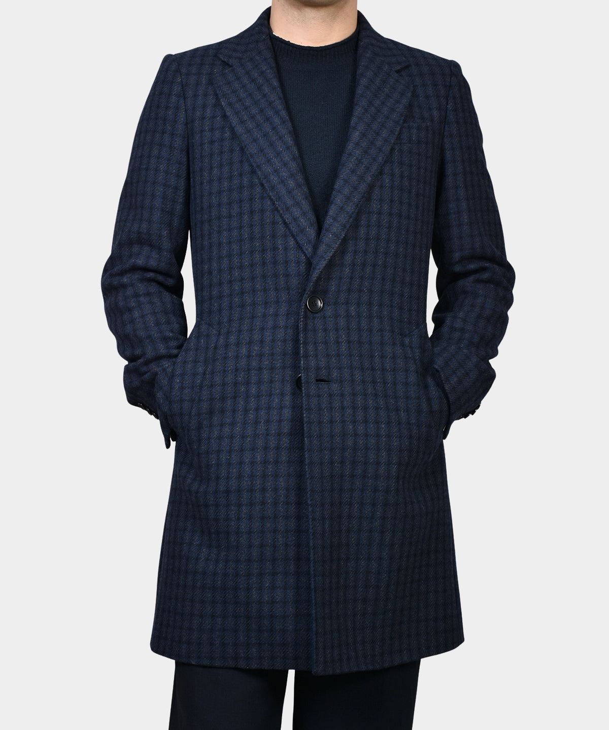 Checked Coat - Grey/Navy - Hugo Sthlm