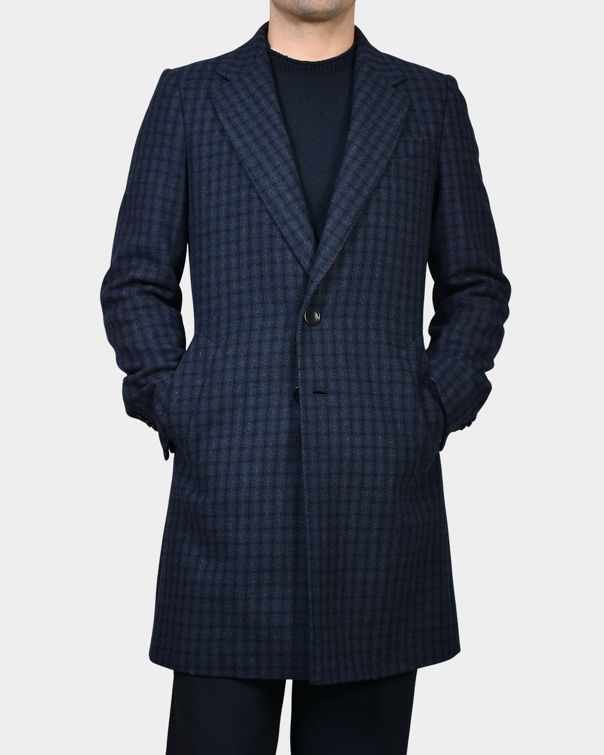 Checked Coat - Grey/Navy - Hugo Sthlm