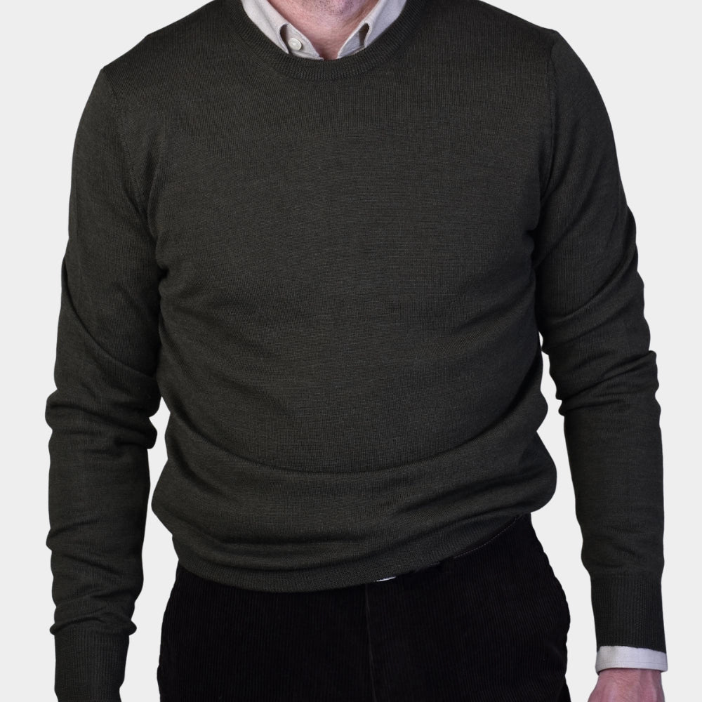 Crewneck 12 GG Merino - Army Green - Hugo Sthlm