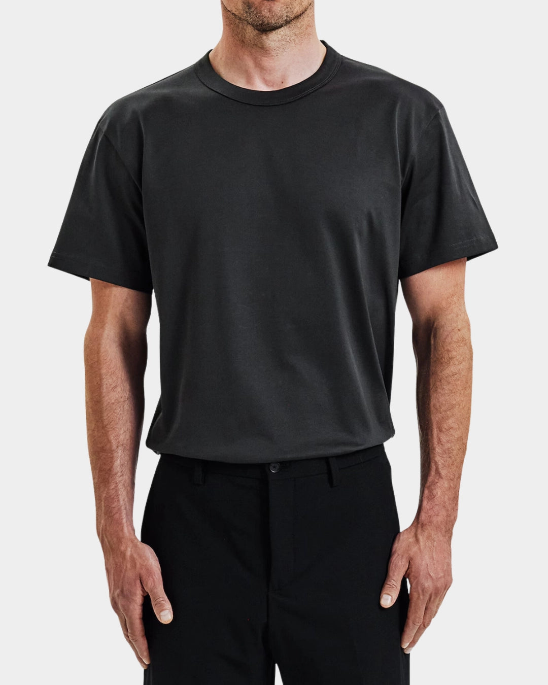 Crew-Neck Pima - Charcoal - Hugo Sthlm