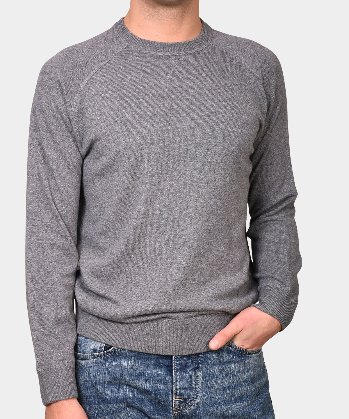 Crewneck Raglan Merino Cashmere - Grey - Hugo Sthlm