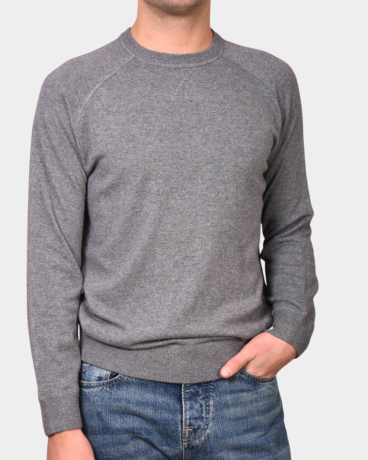 Crewneck Raglan Merino Cashmere - Grey - Hugo Sthlm