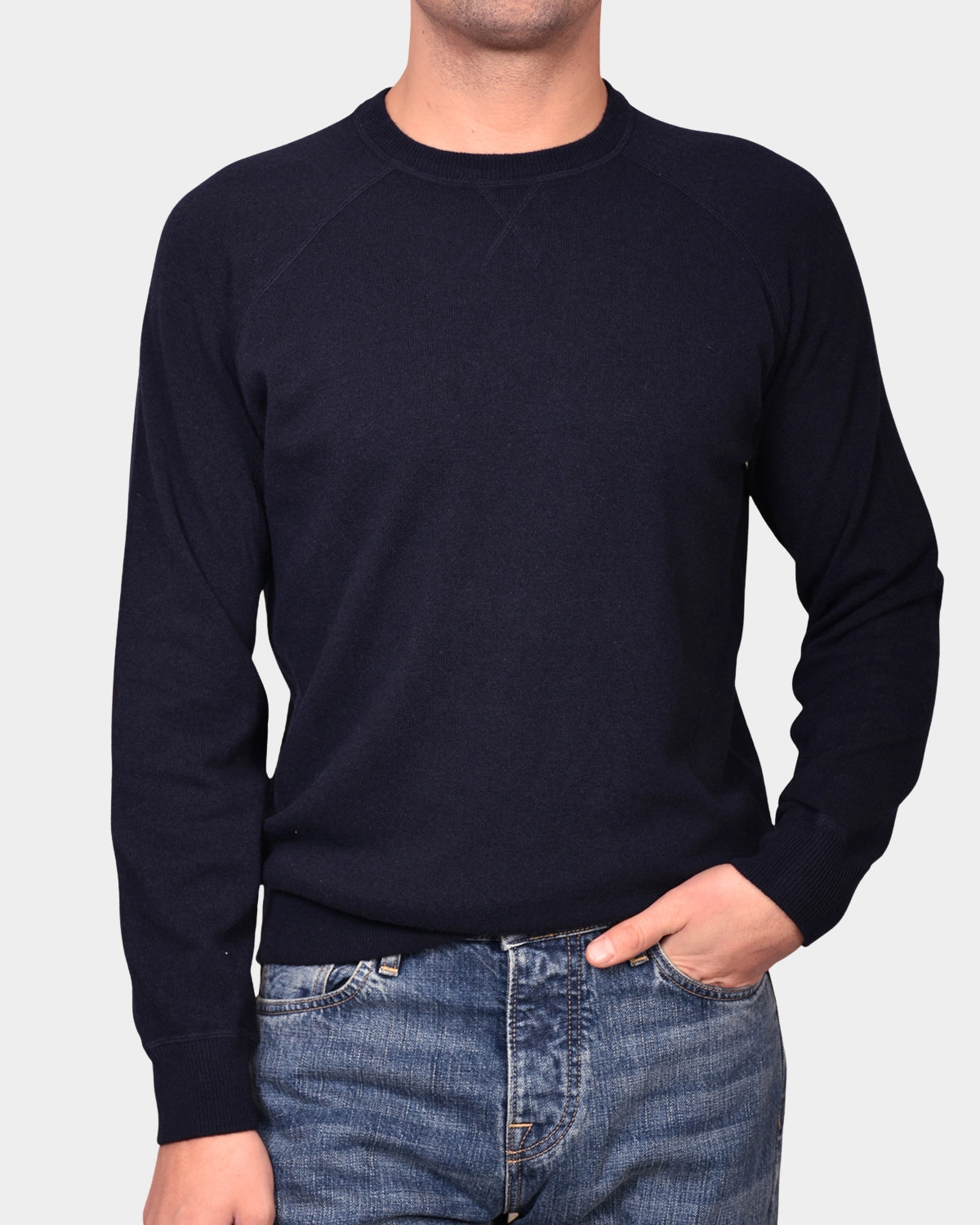 Crewneck Raglan Merino Cashmere - Navy - Hugo Sthlm
