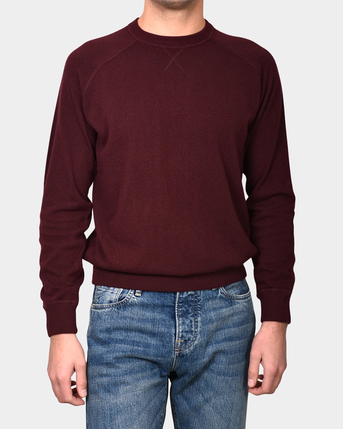Crewneck Raglan Merino Cashmere - Wine - Hugo Sthlm
