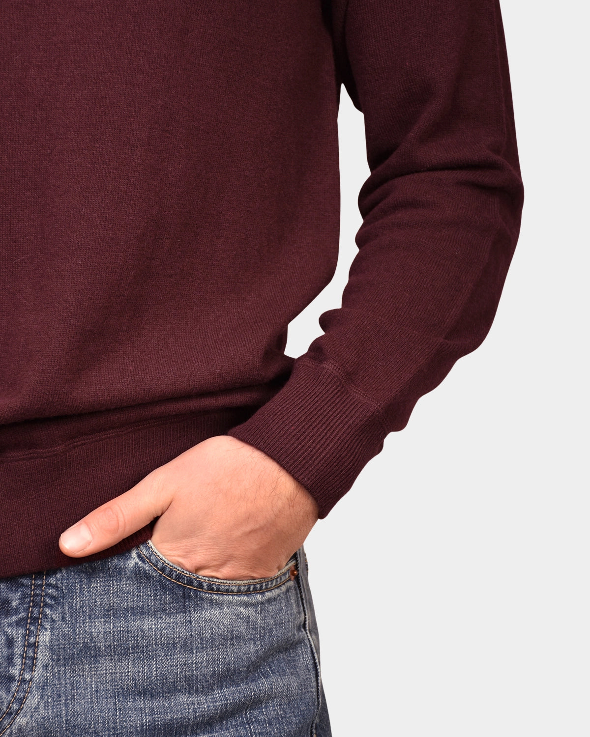 Crewneck Raglan Merino Cashmere - Wine - Hugo Sthlm