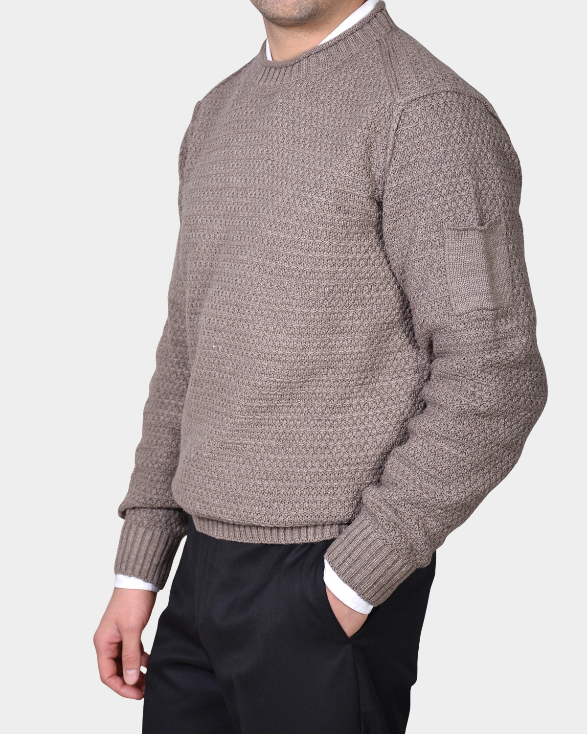 Crewneck Slub Knit Chunky - Brown - Hugo Sthlm