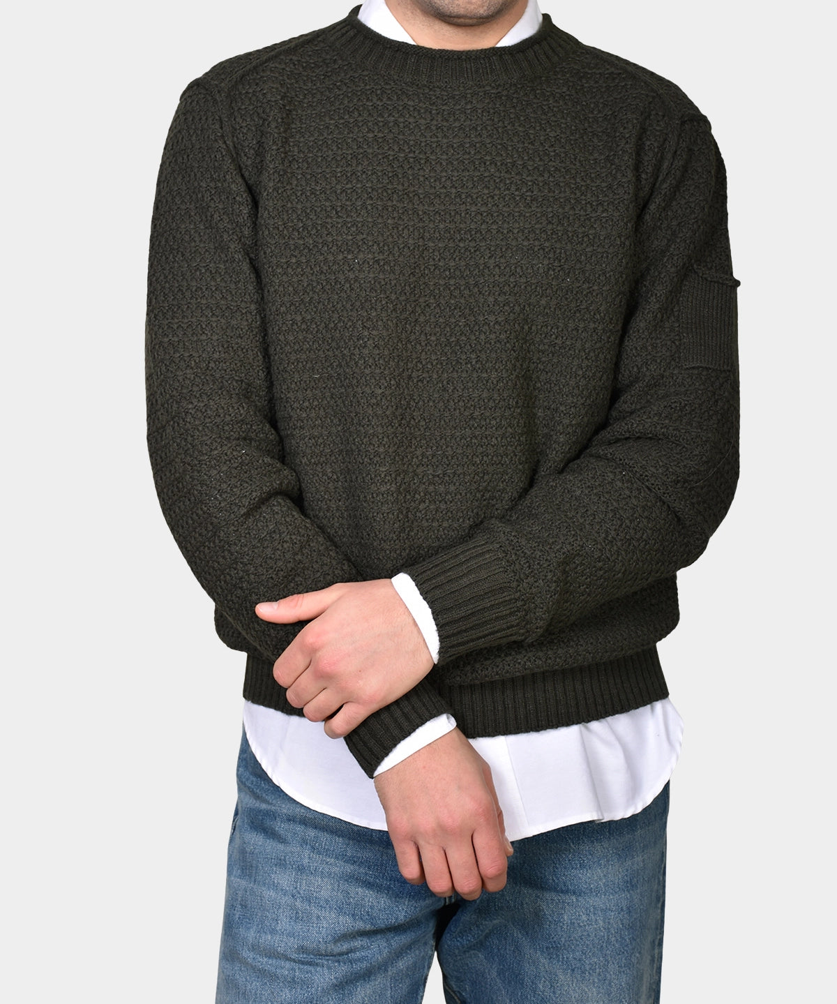 Crewneck Slub Knit Chunky - Green - Hugo Sthlm