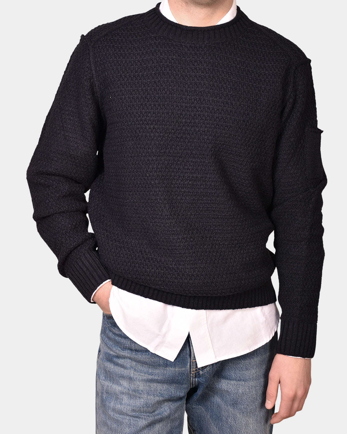 Crewneck Slub Knit Chunky - Navy - Hugo Sthlm