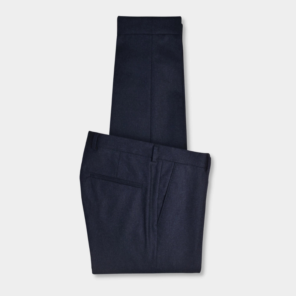 Denz Flannel Turn Up Trousers - Blue - Hugo Sthlm