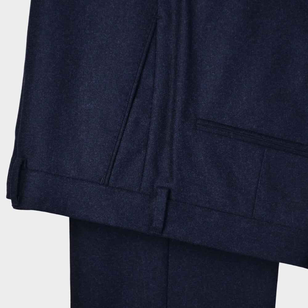 Denz Flannel Turn Up Trousers - Blue - Hugo Sthlm