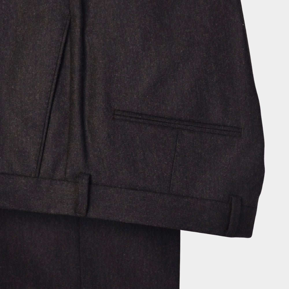 Denz Flannel Turn Up Trousers - Dark Brown - Hugo Sthlm