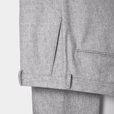 Denz Flannel Turn Up Trousers - Melange Grey