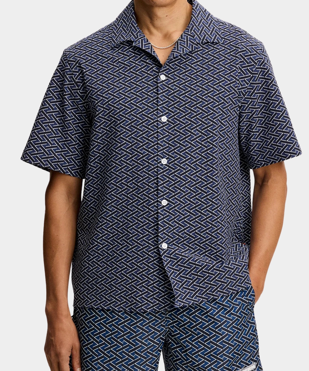 Donso Geo Resort Shirt - Ladder Estat Navy s - Hugo Sthlm