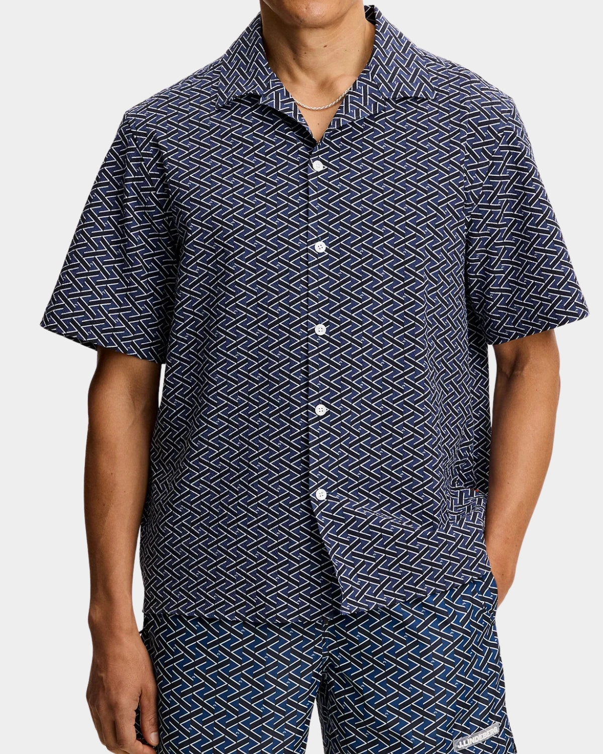 Donso Geo Resort Shirt - Ladder Estat Navy s - Hugo Sthlm