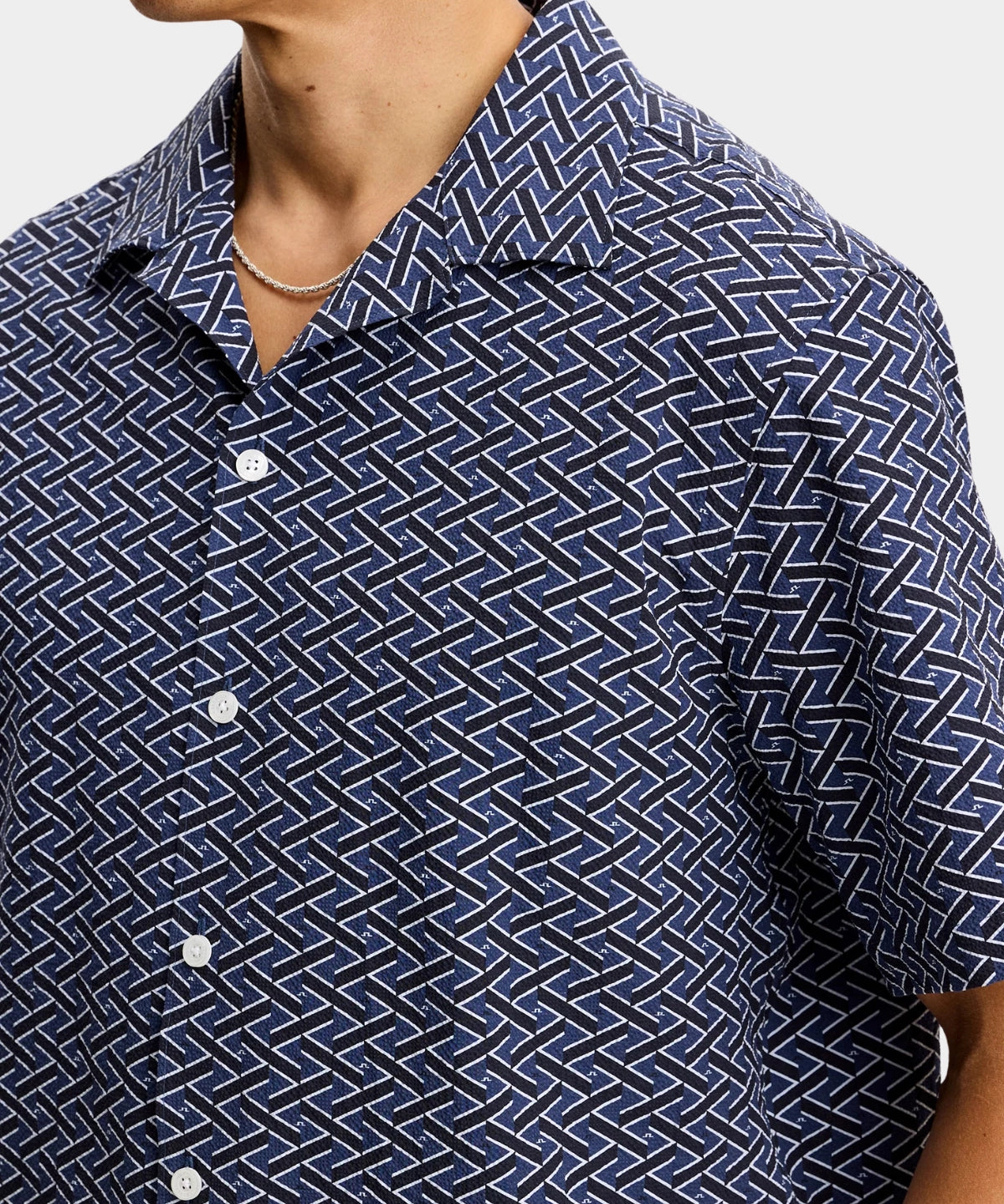 Donso Geo Resort Shirt - Ladder Estat Navy s - Hugo Sthlm