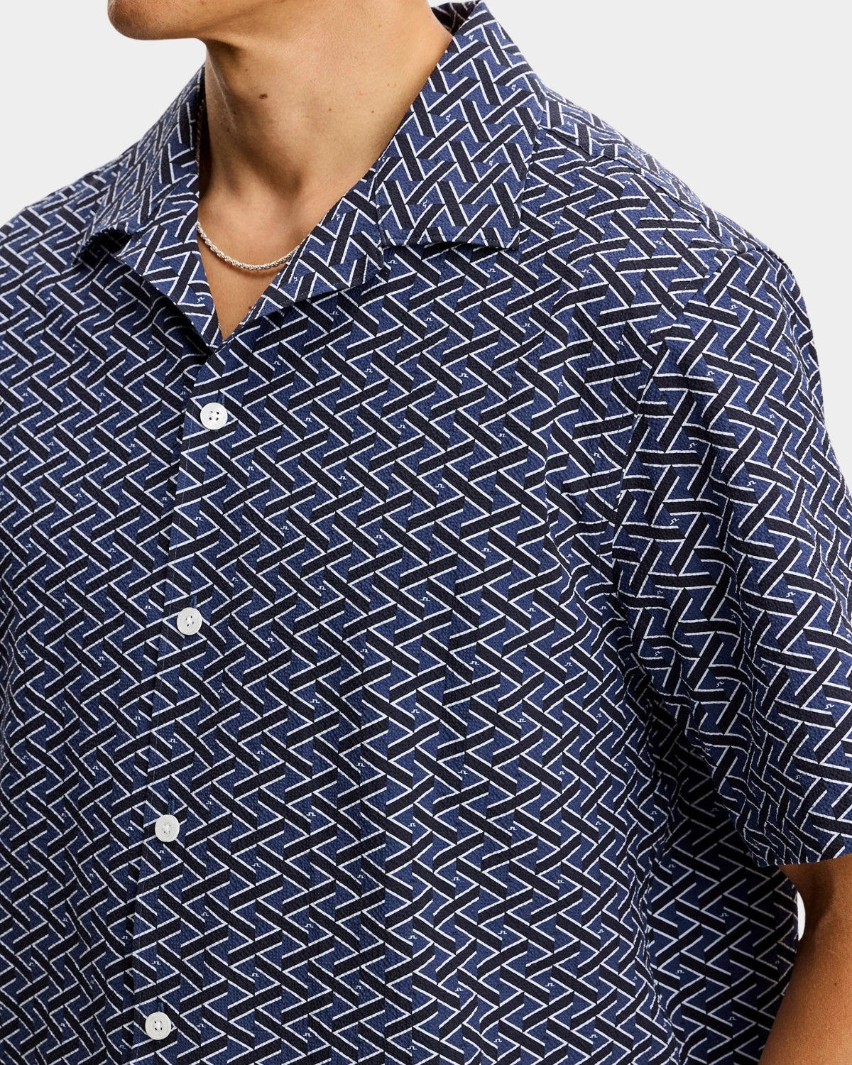 Donso Geo Resort Shirt - Ladder Estat Navy s - Hugo Sthlm