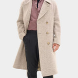 Double Breasted Raglan Coat - Brick Beige