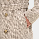 Double Breasted Raglan Coat - Brick Beige