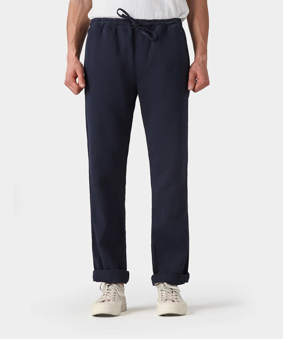 Drawstring Pants Light Cotton Linen - Dark Blue - Hugo Sthlm