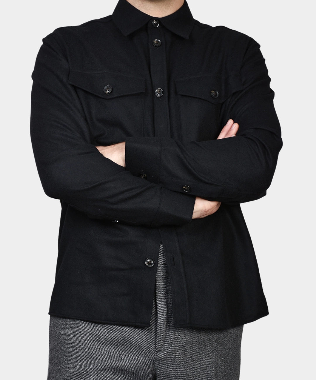 Flat Wool Overshirt - Black - Hugo Sthlm