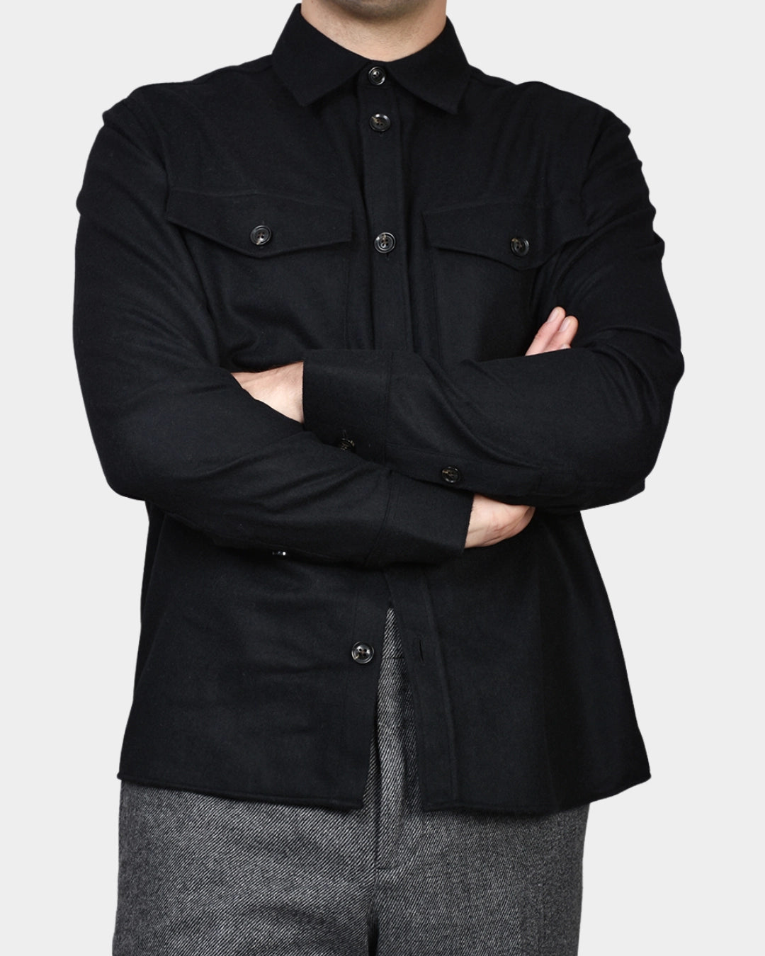 Flat Wool Overshirt - Black - Hugo Sthlm