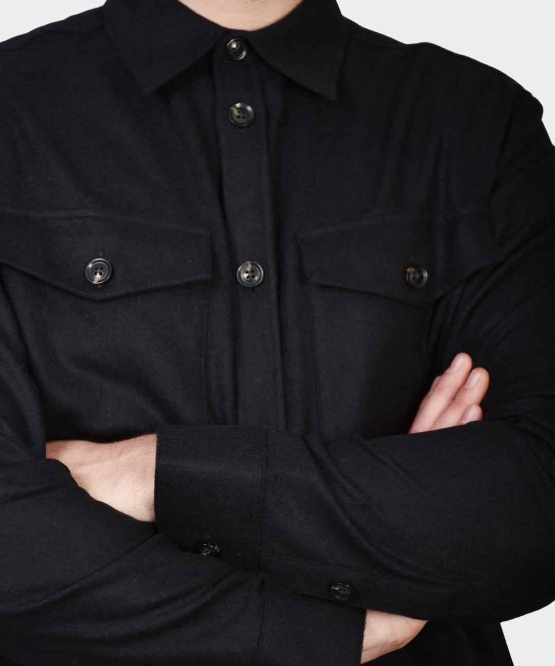 Flat Wool Overshirt - Black - Hugo Sthlm