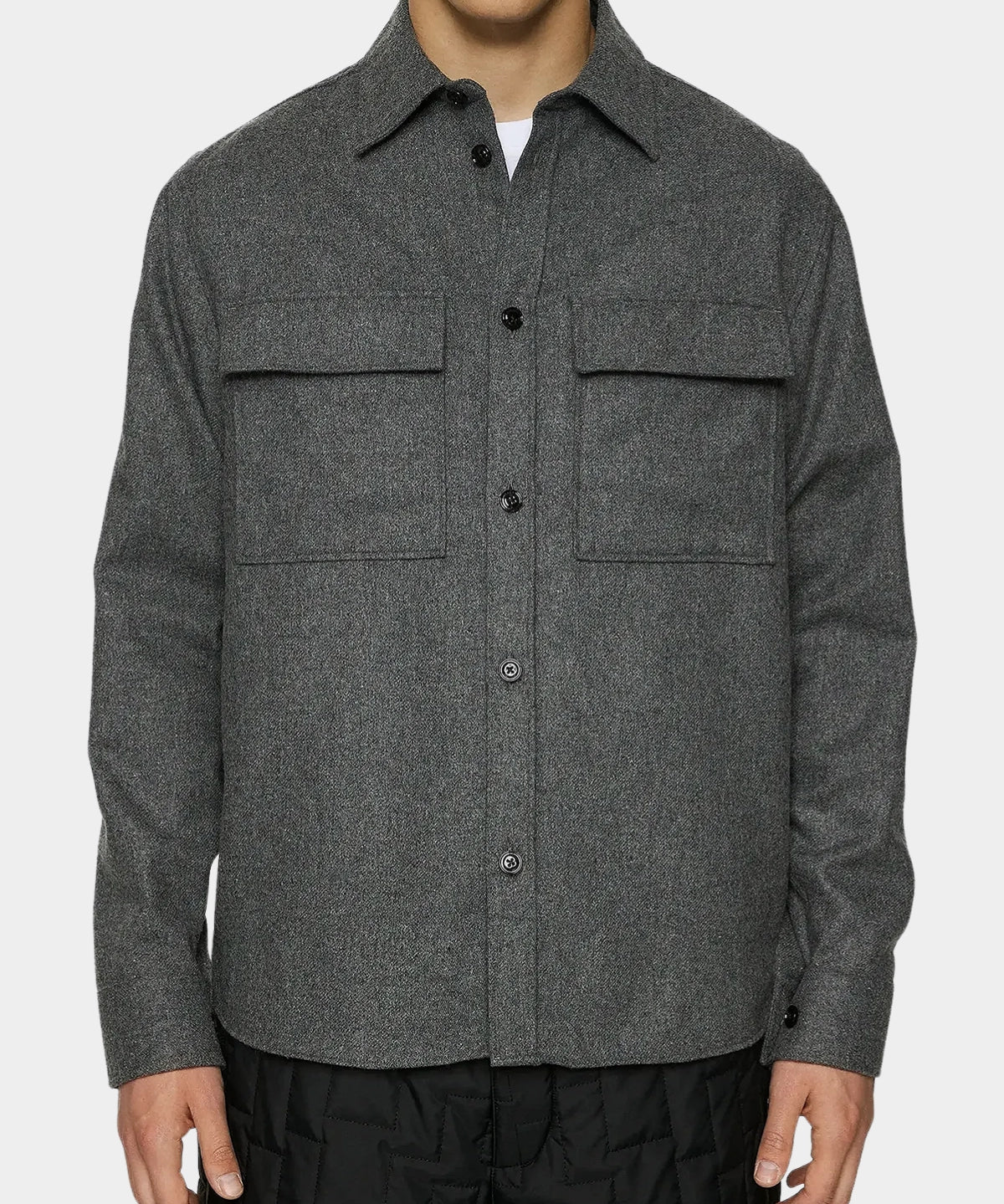 Flat Wool Overshirt - Dark Grey Melange - Hugo Sthlm