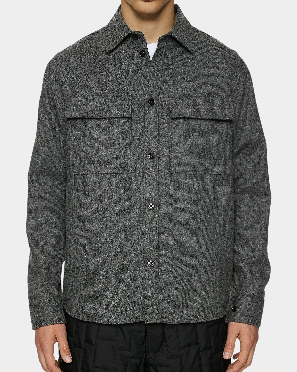 Flat Wool Overshirt - Dark Grey Melange - Hugo Sthlm