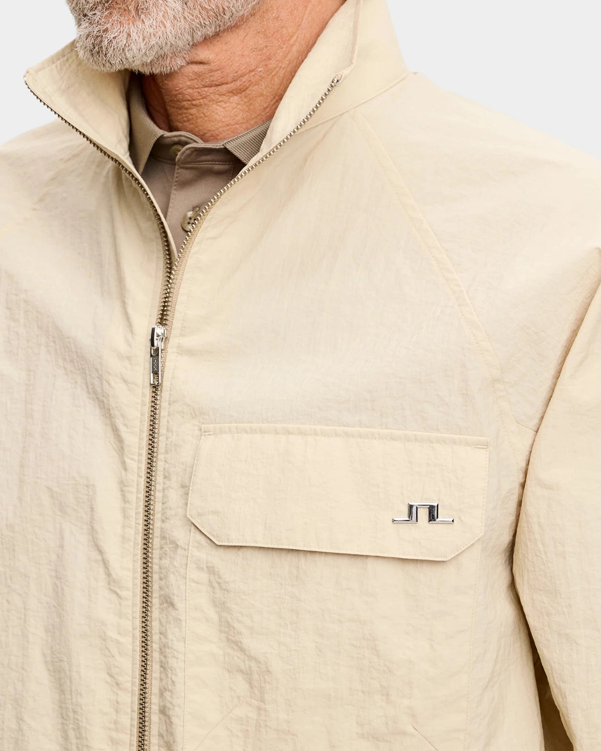 Gian Crinkle Zip Overshirt - Moonbeam - Hugo Sthlm
