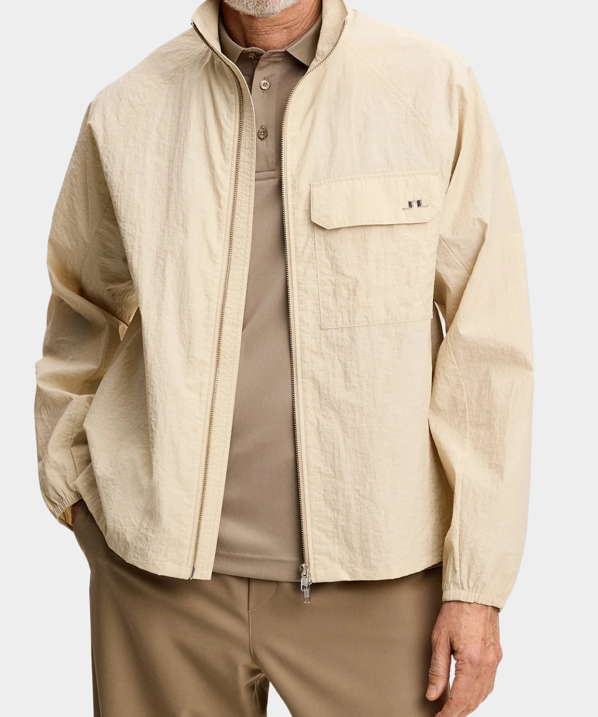 Gian Crinkle Zip Overshirt - Moonbeam - Hugo Sthlm