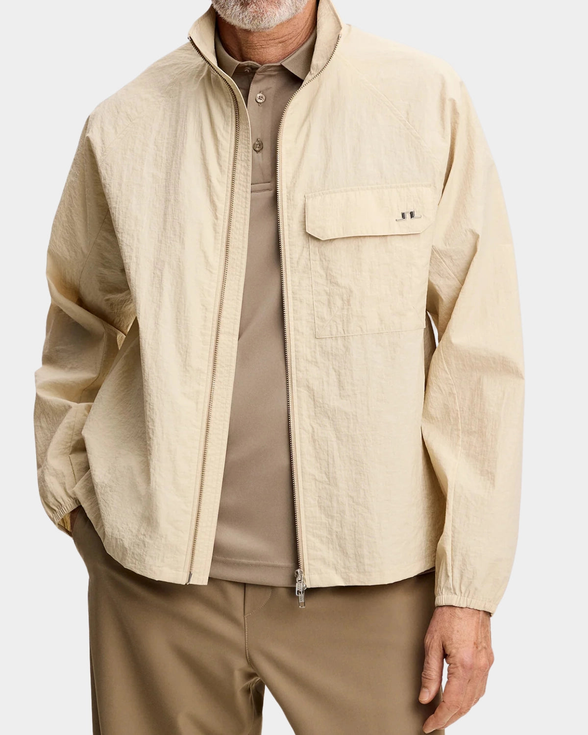 Gian Crinkle Zip Overshirt - Moonbeam - Hugo Sthlm