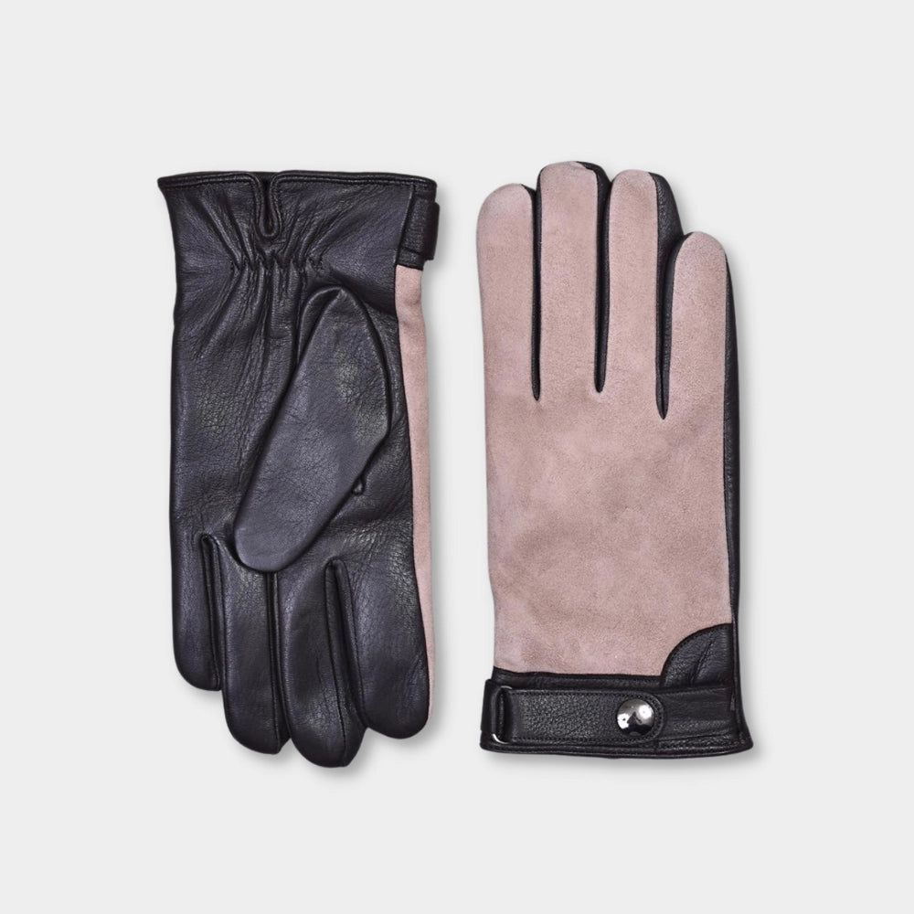 Glove Suede Deerskin Button Beige Hugo Sthlm