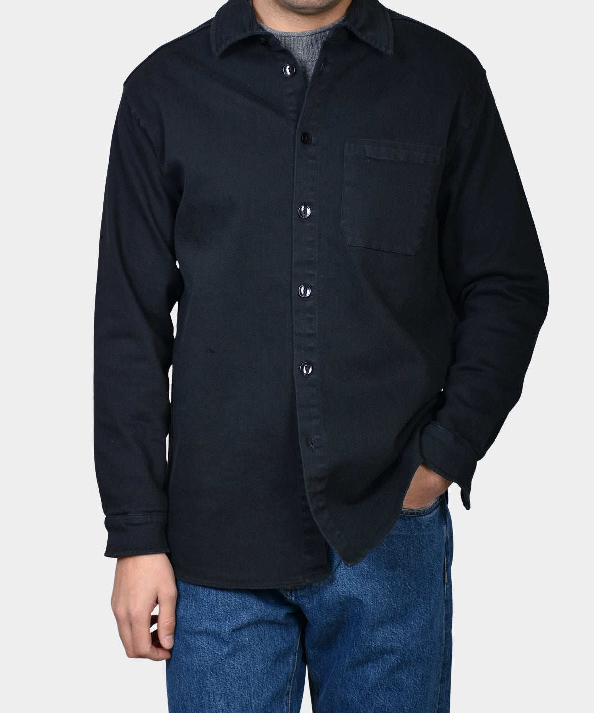 Hooper Shirt Washed Twill - Washed Black - Hugo Sthlm