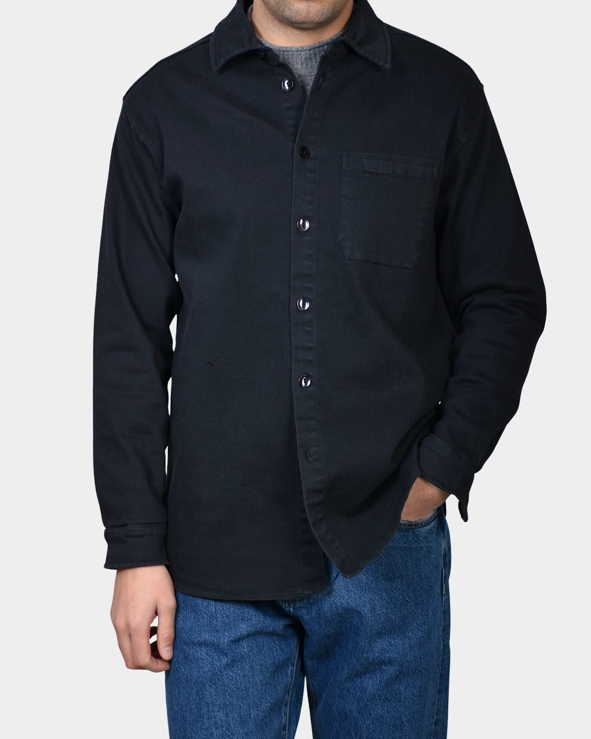 Hooper Shirt Washed Twill - Washed Black - Hugo Sthlm
