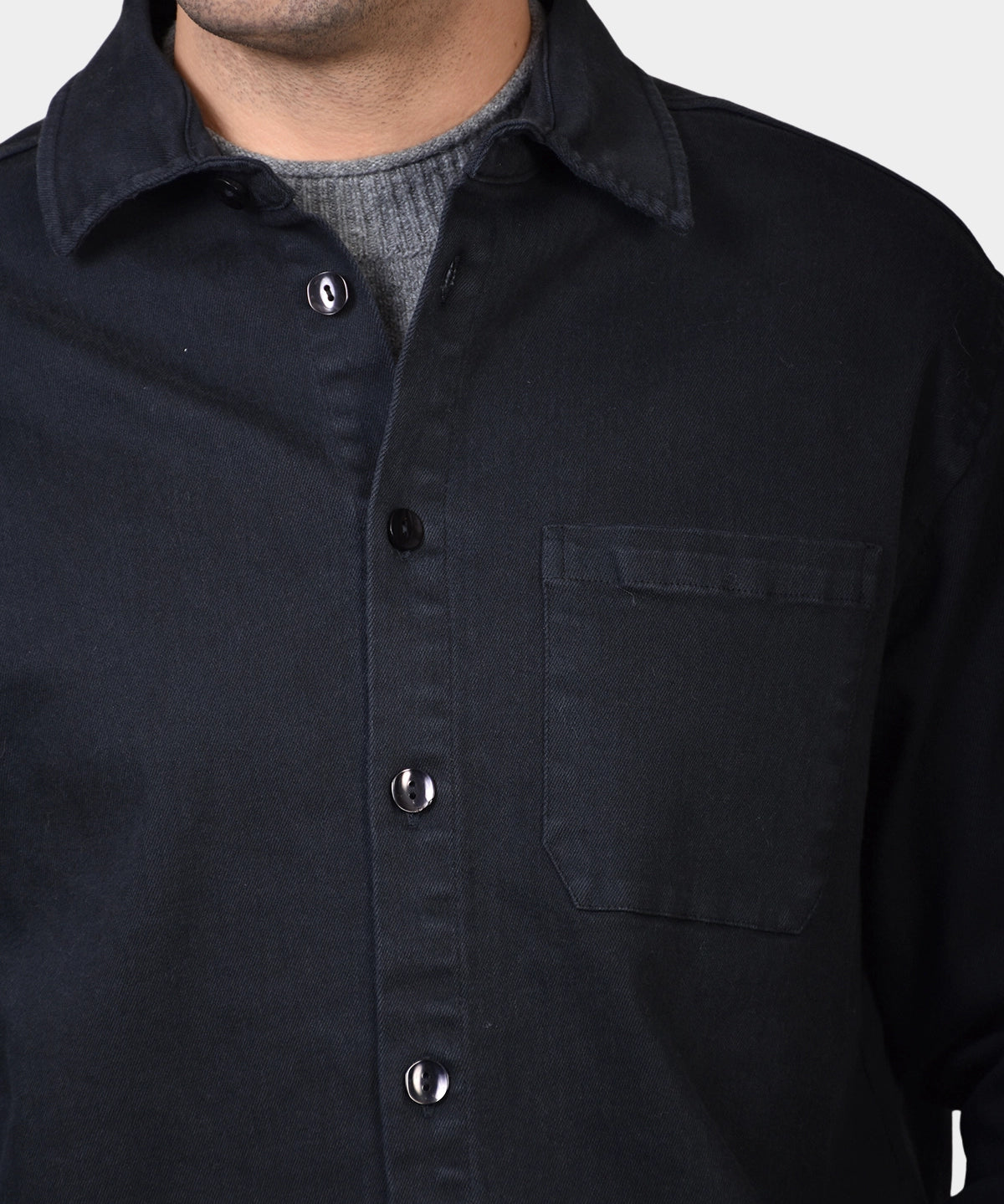 Hooper Shirt Washed Twill - Washed Black - Hugo Sthlm