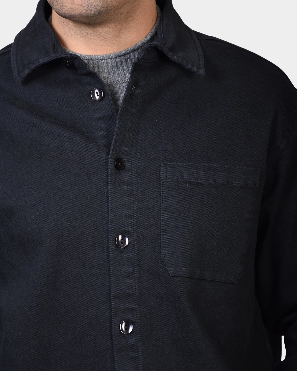 Hooper Shirt Washed Twill - Washed Black - Hugo Sthlm